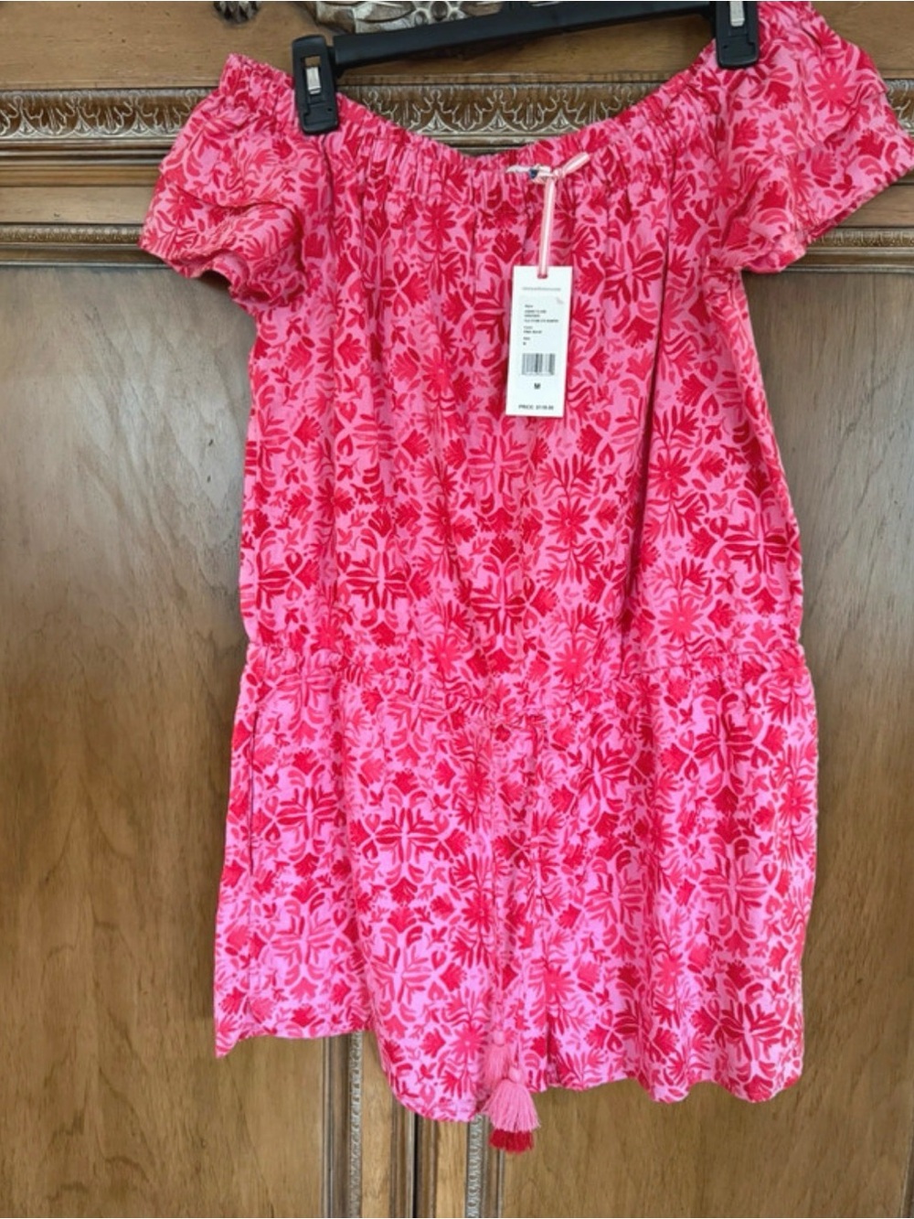 Vineyard Vines Women’s Pink Floral Off-Shoulder Romper
